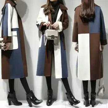 Maowei kabát žena strednodobom a dlhodobom model 2019 nové jesenné a zimné voľné veľké veľkosť dámske oblečenie spojov ukázať tenké koleno