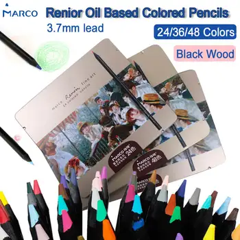 Marco 3200 Renoir na báze Oleja, Farebné Ceruzky, Čierne Drevo Polychromos Odborné Kreslenie Umenie Ceruzky s Tin Box Umelecké potreby