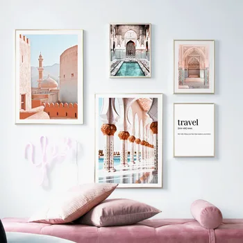 Maroko Dvere Mešita Chodby, Cestovné Citát Nordic Plagáty A Tlačí Na Steny Umelecké Plátno Na Maľovanie Obrazov Na Stenu Pre Obývacia Izba Dekor