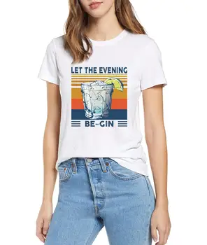 Martini Cocktail Nechať Večer Sa Gin Zábavné Retro pánske O-Neck T-Shirt Bavlna Tee nové módne dámske tenké svetre