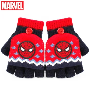 Marvel Rukavice Dieťa Jeseň A v Zime Teplý Päť prstov, Pletené Cartoon Spiderman Ironman Chlapca Pekný Cool Darček Pletené Rukavice