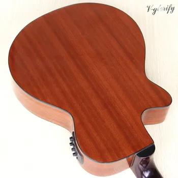 Masívneho smrekového dreva top 12 reťazcové elektrické akustické gitary, 40 palcový prirodzené podanie farieb s vysokým leskom folková gitara s tuner funkcie