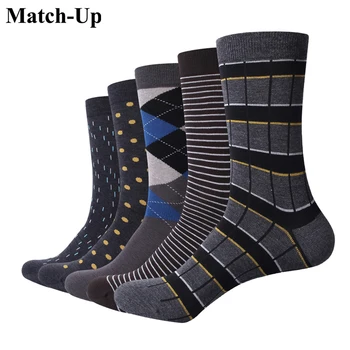 Match-Up Mužov Business Bavlna Prúžok Koberčeky Ponožky Cool Príležitostné Šaty Ponožky Svadobný dar Ponožky(5 Párov / lot )