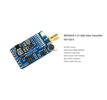 Matek Systém MATEKSYS VTX-1G3-9 1.2 1.3 Ghz Ghz 9CH Medzinárodnej INTL Verzia FPV Video Vysielač pre RC Drone Okuliare Monitor