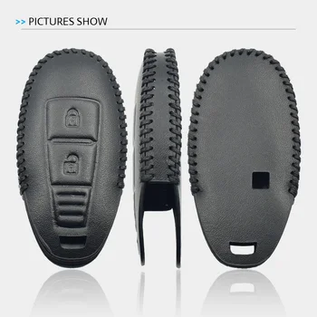 Materiál na zošívanie Kože Kľúča Vozidla Prípade Suzuki Kizashi Swift SX4 S-Cross 2 Tlačidlá Smart Remote Fob Kryt Keychain Taška Auto Príslušenstvo