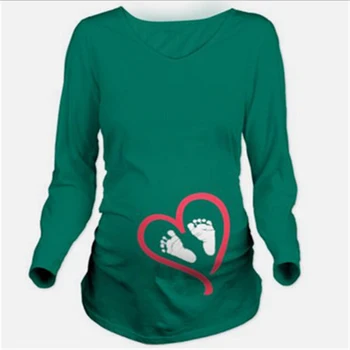 Materskej T-shirt Long Sleeve Topy O-krku Žena Bavlna Zábavné Vzor Tlače Tehotné Ženy Dojčenia Materskej Oblečenie