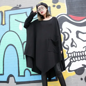 Max LuLu 2019 Jeseň Luxusné Kórejské Oblečenie Dámske Čierne Dámske Topy Punk Móda Dlho Tee Košele Príležitostné Voľné Tričká Plus Veľkosť