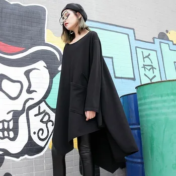 Max LuLu 2019 Jeseň Luxusné Kórejské Oblečenie Dámske Čierne Dámske Topy Punk Móda Dlho Tee Košele Príležitostné Voľné Tričká Plus Veľkosť