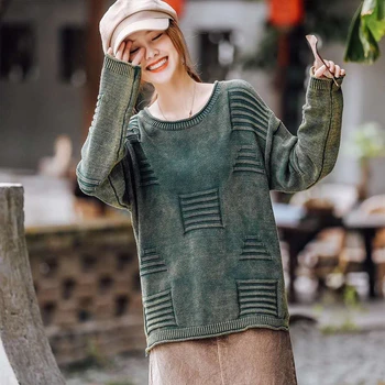 Max LuLu Kórejský Štýl Zimné Oblečenie Dámske Pruhované Streetwear Ženy Vintage Teplé Svetre Bežné Nadrozmerné Vianočné Pulóver