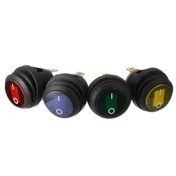 Mayitr 4pcs/veľa 12V 12A LED Kolo Dot Kolískový Spínač Auto, Loď On/Off 3 Pin SPST Prepínač Nepremokavé Červená/Modrá/Oranžová/Zelená