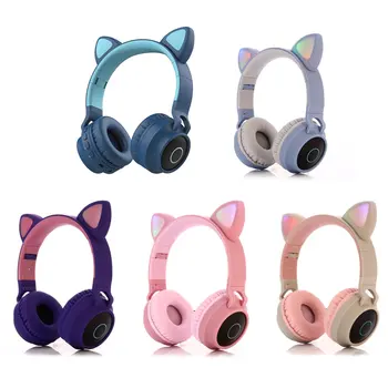 Mačka Ucho Bluetooth Stereo Slúchadlá Bezdrôtová Skladacie Kovové Slúchadlá Prenosné Slúchadlo Podpora TF Slot, AUX, MP3 Prehrávač