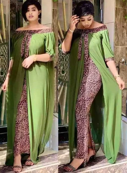 MD Afriky Plus Veľkosť Šaty Pre Ženy Leopard Tlač Dashiki Šifón Dlhé Šaty turecký Kaftane Moslimských Abaya Islam Oblečenie Šaty