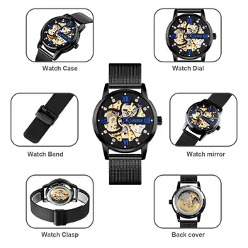 Mechanické hodinky Módne pánske Luxusné Hodinky z Nerezovej Ocele Mužov Náramok Top Značky Náramkové hodinky SKMEI Business 30 M Vodotesný