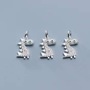 MEETSOFT Romantický 925 Sterling Silver Dinosaura Zirkón Charms DIY Handmade Šperkov Náhrdelník Deocration Náramok Doplnok