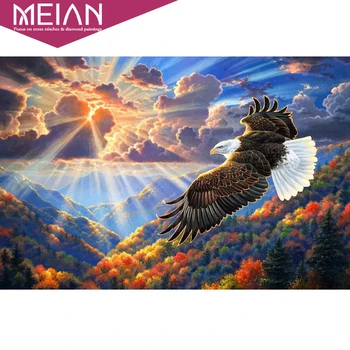 Meian 5D DIY Diamond Maľby Zvierat Eagle Diamond Výšivky 3D Cross Stitch Vyšívanie Diamond Mozaiky Domáce Dekorácie