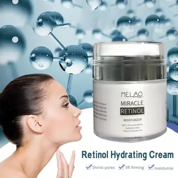 MELAO 2.5% Retinol Hydratačný Krém s Kyselinou hyaluronovou Proti Starnutiu Redukuje Vrásky, Jemné Linky Deň A Noc Retinol Krém 50ml