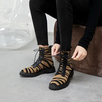 MEMUNIA 2020 najvyššej kvality s nízkou päty topánky dámske topánky kolo prst čipky jeseň zima pletenie pohodlné členkové topánky ženy