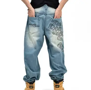 Mens Hip-Hop Jeans Denim Ecko Uvoľnene Neforemné Voľné Streetwear Nohavice Nohavice Biker Plus Veľkosť 30-46 Nový Príchod 2021