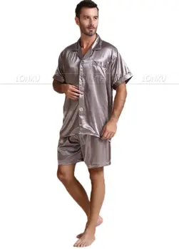 Mens Hodváb Saténové Pyžamo Pajama Pyžamá Krátke Set Sleepwear Plavky U. S. S,M,L,XL,2XL,3XL ,4XL Pevné__6Colors