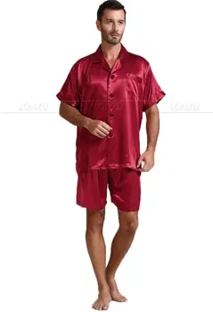 Mens Hodváb Saténové Pyžamo Pajama Pyžamá Krátke Set Sleepwear Plavky U. S. S,M,L,XL,2XL,3XL ,4XL Pevné__6Colors