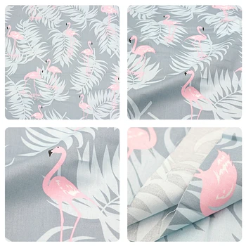 Mensugen Flamingo Vytlačené Na Bavlnenej Tkaniny Metrov na výrobu Vankúšov Deka Detská Posteľ detská postieľka List Šaty, Šitie Textílie