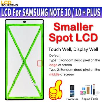 Menšie Mieste AMOLED Pre Samsung Poznámku 10 LCD Displej N970F Dotykový Displej Montáž Pre Samsung Note10+ Plus N975F Nahradiť