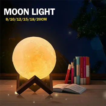 Mesiac Lampy, Nočné Svetlo Tlač Nabíjateľná LED Nočné Svetlo nápaditosť Prepínač luny Pre Spálne Dekorácie Darček k Narodeninám