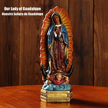 Mexiko panna Mária z Guadalupe Socha Figúrka Katolíckej Socha Živice Home Office Náboženské Dekorácia, Ozdoba Remeslá