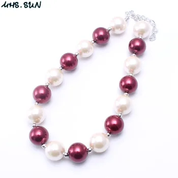 MHS.SLNKO 5 ks roztomilé deti, dievčatá, šperky, módne robustný bubblegum náhrdelník ručné pearl korálkový náhrdelník pre deti strany darček