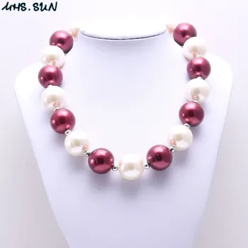MHS.SLNKO 5 ks roztomilé deti, dievčatá, šperky, módne robustný bubblegum náhrdelník ručné pearl korálkový náhrdelník pre deti strany darček