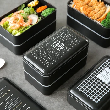 MICCK Lunch Box Double-Layer Prenosné Bento box BPA Zadarmo Jedlo Kontajner Skladovanie S Lyžice Oddelení Nepresakuje Microwavable