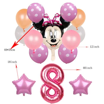 Mickey Mouse narodeninovej party dekorácie deti Fóliové Balóniky minnie mouse 40inch červená čierna Počet guličiek Baby Sprcha latex Globos