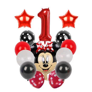 Mickey Mouse narodeninovej party dekorácie deti Fóliové Balóniky minnie mouse 40inch červená čierna Počet guličiek Baby Sprcha latex Globos