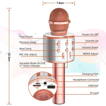 Mikrofón Bezdrôtový Bluetooth Karaoke Mikrofón Professiona Reproduktor Ručné Microfone Hráč Spev Záznamník Mic microfono