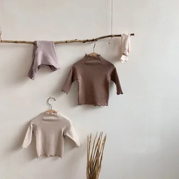 MILANCEL 2020 dieťa, blúzky, kórejský kojenecká dievčatá oblečenie korytnačka krku dieťa base tričko jeseň nové detské tričko