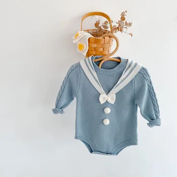 MILANCEL baby kombinézu námorník golier dieťa jeden kus batoľa dievčatá knitwear predného čela novorodenca oblečenie