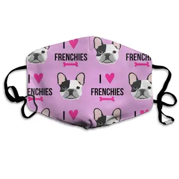 Milujem Francúzsky Bulldogs Umývateľný Opakovane Maska, Bavlna Proti Prachu Polovicu Tváre Úst Maska Pre Deti, Mladiství Muži Ženy S Nastaviteľným