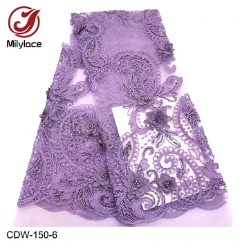 Milylace 2019 Nových francúzskych čistý čipky textílie 3D kvet Afriky tylu oka textílie, čipky vysoko kvalitnej čipky Nigérijský čipky textílie CDW-150