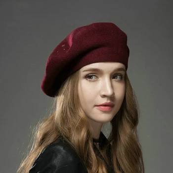 MingJieBiHuo nové Zimné vlna teplého beret klobúk ženy Móda wild maliar soild bežné dievčatá beret klobúk