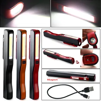 Mini COB led worklight magnetické USB Nabíjateľné Pero Klip rucneho Baterka Inšpekcii Práce Svetlo pre Camping, Turistiku Noc