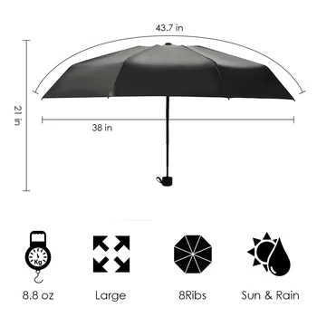 Mini Dáždnik Vetru UV Skladacie Kompaktné Dámy Dáždnik Prenosný Ľahký Sun & Dážď Malý Vreckový Dáždnik Dážď Ženy