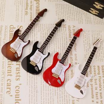Mini Elektrická Gitara Model Miniatúrne Dekorácie, Ozdoby Hudobné Nástroje Model Detí, Darček k Narodeninám s puzdrom a Stojanom