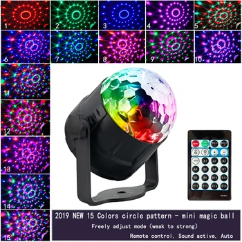 Mini LED Disco Ball DJ Ľahká Hudba Aktivovaný 15 Vzory Fáze Svetlo Vianočné Projektor Dekorácie Pre Domov Auto Strany Svetlá
