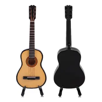 Mini Miniatúrne Drevené Dreva Akustické Gitary, Hudobný Nástroj Home Collection S puzdrom pre Domáce Krásne Dekorácie Accessorie