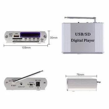 Mini Oslniť Farebné LED Zobrazenie Úrovne Zosilňovač Digitálny Audio Prehrávač Hudby s Diaľkovým ovládaním Podpora DVD/ FM/ MP3/ SD/ USB