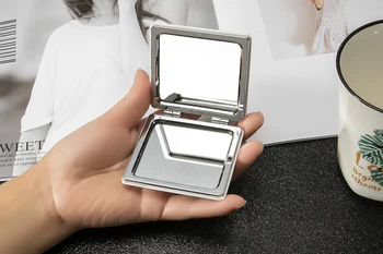 Mini Pocket Krásy make-up zrkadlo,2-tvár PU Kožené Prenosné Zväčšovacie Skladacie kompaktné zrkadlo Krista, Cross,Party Láskavosti dary