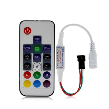 Mini Sen-Farba Radič 14 Kľúč / 17Key / 21Key RF Diaľkové Ovládanie DC5V-24V Pre WS2811 WS2812 WS2812B LED Pixel Pásy