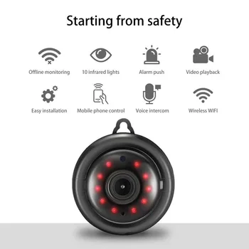 Mini WiFi Kamera 1080P Wireless Home Security Kamera IP CCTV IR Noc Zobrazenie Pohybu Zistiť Baby Monitor