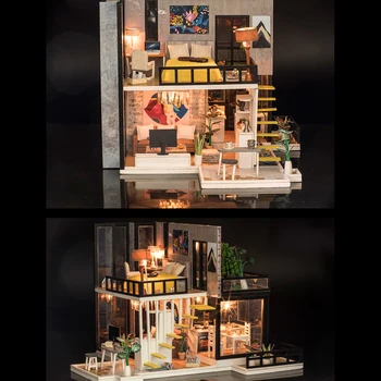 Miniatúrne Super Mini Veľkosť Doll House Model Budovy Súpravy Drevený Nábytok, Hračky DIY domček pre bábiky Dievča Spálňa septembra Lesa hračky