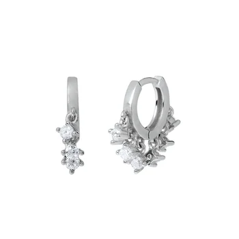 Minimalistický INY 925 Sterling Silver Black/White Zirkón Malá Bránka Náušnice pre Ženy Drobné Huggie Obruče Šperky, Náušnice 2020